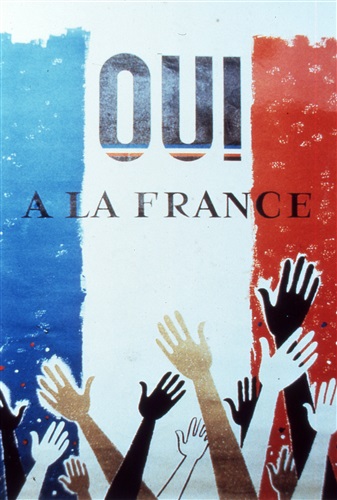 Oui à la France, affiche pour le référendum signée La Flaguais-Hess, 1958.
