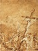 Giovanni Domenico TIEPOLO (1727 – 1804) L’élévation de la croix 46 x 35,5 cm Signé en bas à droite  Piqures, déchirure de cinq centimètres sur le bord droit au niveau de la main gauche du Christ. Vendu 170 000 euros