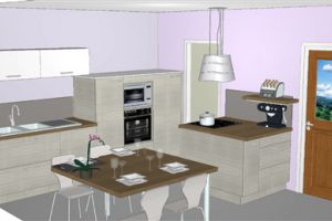Croquis rénovation de cuisine projet  3 - séparation de la table de cuisine