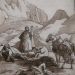 Antoine Alphonse MONTFORT (1802-1884) - Halte de cavaliers orientaux - Plume et encre brune, lavis brun sur esquisse au crayon, mis au carreau - 35x31cm - Signé et daté 1834 - Prix: 2.500 Euros<br />