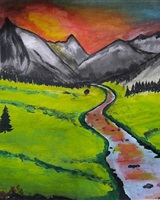 Isa - "Paysage alpestre au couchant" (&copy; Isarielle)