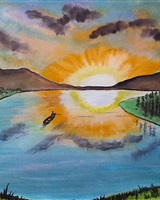 Isa - "Pêcheur sur le lac au couchant" (&copy; Isarielle)