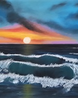 Isa - "Vagues, ciel et soleil couchant" (&copy; Isarielle)