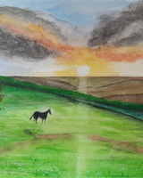 Isa - "The horse on the hill at sunrise" (&copy; Isarielle)